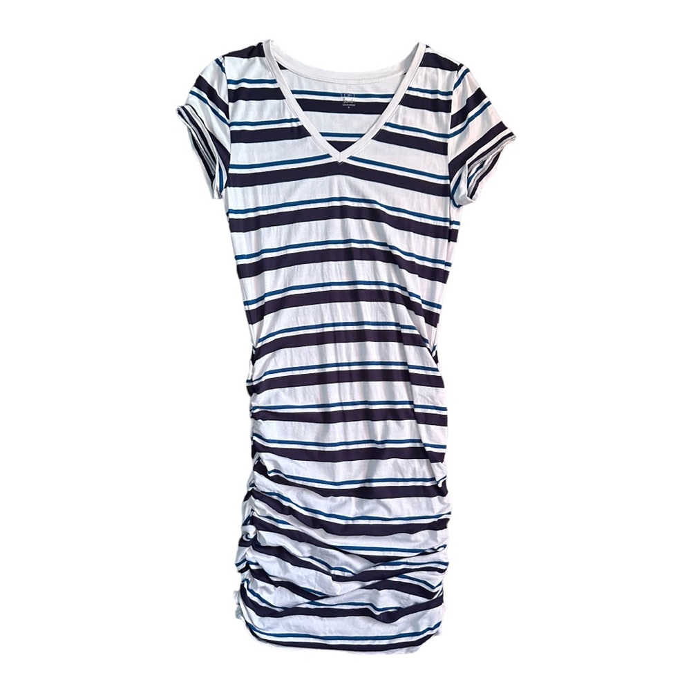 Loft Beach Striped Ruched Sides Dress Size Small
